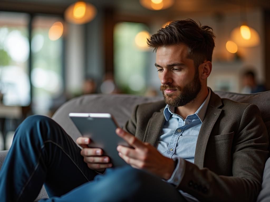 Muž si číta kamagra recenzie a kamagra skúsenosti