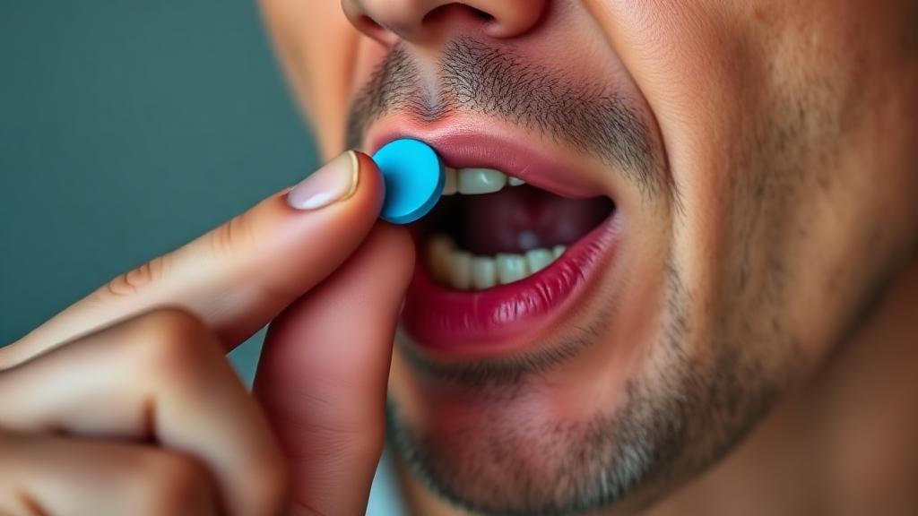 Muž užíva Viagru – liek so sildenafilom na liečbu erektilnej dysfunkcie.