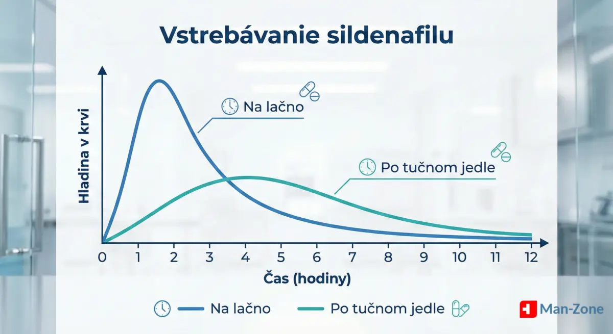infografika-graf-vplyvu-potravy-na-vstrebavanie-sildenafilu-farmakokinetika